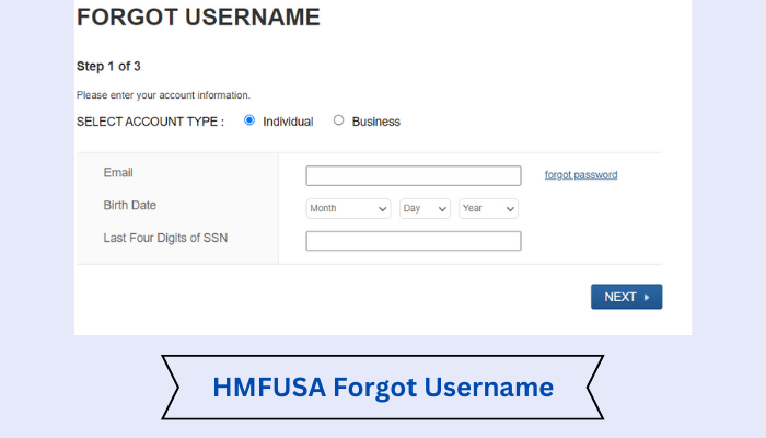 HMFUSA Forgot Username